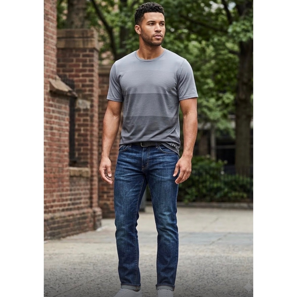 Under Armour HeatGear Mens 3XL Training Shirt Gray Black Striped Loose Fit Tee
